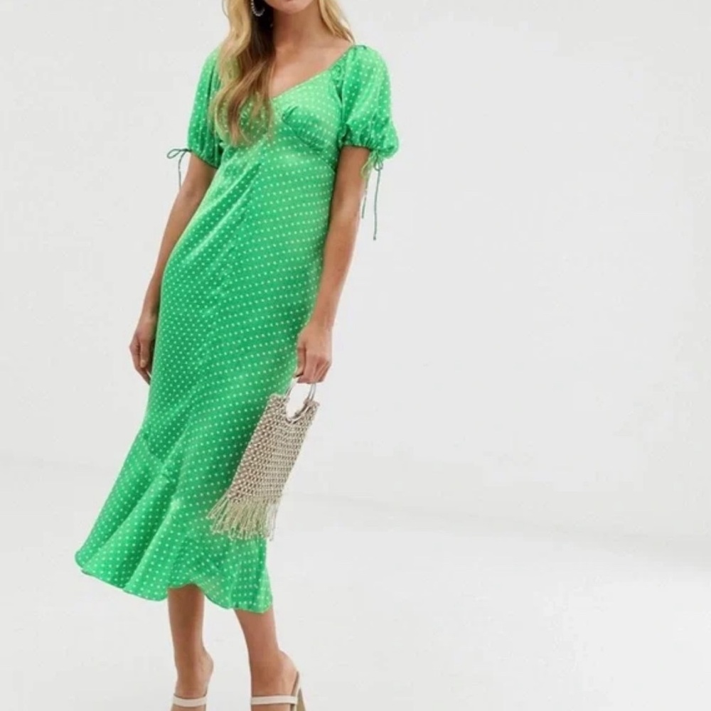 Green Polka Dot Midi Dress